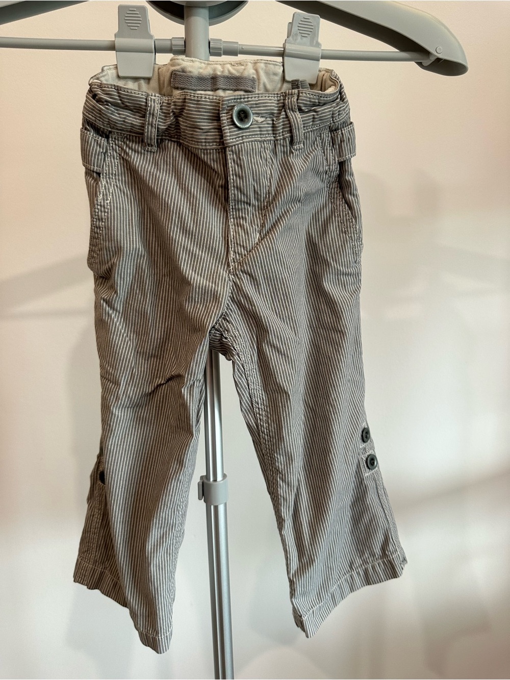GAP Baby Striped Toddler Shorts in Taupe and White